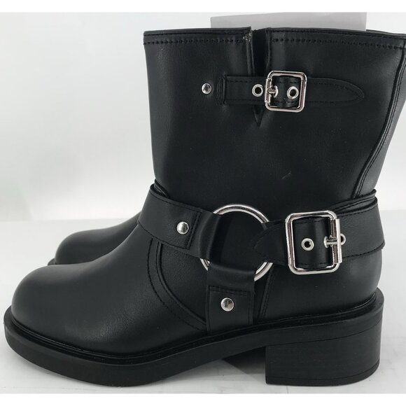 Universal Thread Women's Connor Harness Black Buckle Ankle Boots Size 8.5 - Picture 1 of 9